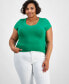 Фото #1 товара Trendy Plus Size V-Neck Short-Sleeve T-Shirt