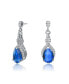 Cubic Zirconia Sterling Silver Colored Stoned Teardrop Earrings