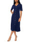 ფოტო #1 პროდუქტის Women's Short-Sleeve Button-Front Midi Dress