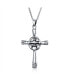 ფოტო #1 პროდუქტის Spiritual Religious Irish Viking Eternal Trinity Celtic Knot Claddagh Cross Pendant Necklace For Women Oxidized Solid Sterling Silver