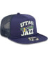 Фото #5 товара Men's Navy Utah Jazz Logo A-Frame 9Fifty Trucker Snapback Hat