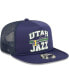 Men's Navy Utah Jazz Logo A-Frame 9Fifty Trucker Snapback Hat