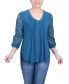 Фото #1 товара Women's Lace-Sleeve V-neck Top