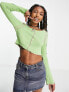 Daisy Street long sleeve rib crop top with contrast overlocking