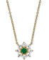 ფოტო #1 პროდუქტის Emerald (1/4 ct. t.w.) & White Topaz (7/8 ct. t.w.) Flower 18" Pendant Necklace in Gold-Plated Sterling Silver (Also in Ruby)