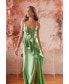 Women's V-Neck Ruffled Sleeveless Gown