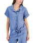 Фото #1 товара Women's 100% Linen Tie-Front Shirt, Created for Macy's