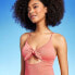 Фото #2 товара Women's Crepe Bralette Tie-Front One Piece Swimsuit - Shade & Shore Coral Pink S