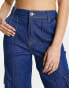 Фото #6 товара River Island high waisted wide leg cargo pocket jean in medium blue wash