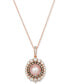 ფოტო #1 პროდუქტის Strawberry Pearl (7mm) & Diamond (7/8 ct. t.w.) Double Halo 18" Pendant Necklace in 14k Rose Gold