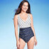 Фото #1 товара Women's Striped V-Neck Full Coverage One Piece Swimsuit - Kona Sol Navy Blue S