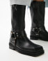 Topshop – Ruby – Biker-Stiefel aus hochwertigem Leder in Schwarz