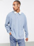 ASOS DESIGN rugby polo sweatshirt in blue