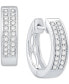 ფოტო #1 პროდუქტის Diamond Double Row Small Huggie Hoop Earrings (1/5 ct. t.w.) in 10k White Gold