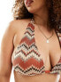 Фото #7 товара South Beach Curve embroidered triangle bikini top in rust