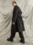 Фото #2 товара ASOS DESIGN oversized wool mix coat with faux fur borg collar in black