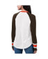 ფოტო #2 პროდუქტის Women's White, Brown Cleveland Browns Top Team Raglan V-Neck Long Sleeve T-shirt
