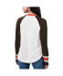 Women's White, Brown Cleveland Browns Top Team Raglan V-Neck Long Sleeve T-shirt