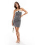 Pimkie tailored contrast trim bandeau mini dress in grey