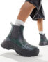 ASOS DESIGN chunky wellington boots in charcoal with monogram print