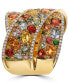 ფოტო #4 პროდუქტის EFFY® Multi-Gemstone (5-3/4 ct. t.w.) & Diamond (1/3 ct. t.w.) Crossover Wide Statement Ring in 14k Gold