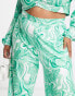 Фото #3 товара Collective the Label Curve exclusive trouser co-ord in green swirl print