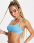 Nike Swimming racer back bikini top in blue