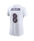 Women's Lamar Jackson White Baltimore Ravens Player Name Number T-shirt