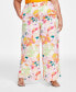 Фото #4 товара Trendy Plus Size Printed Pull-On Wide-Leg Pants, Created for Macy's