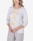 ფოტო #5 პროდუქტის Petite Charleston Striped Floral Embroidered Top