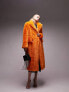 Фото #1 товара Topshop oversized long-line faux fur coat in bright orange