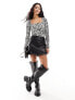 River Island long sleeve square neck body in black and white zebra print