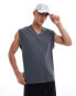 ASOS DESIGN oversized tank with v-neck in charcoal