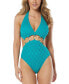 Фото #1 товара Women's Ring-Detail Plunge One-Piece Swimsuit