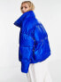 Фото #2 товара Sixth June high neck oversized puffer jacket in iridescent blue