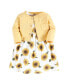 Baby Girls Cotton Dress and Cardigan Set, Sunflower