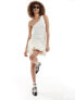 Mango knit top puffball dress in white