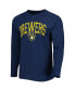 ფოტო #3 პროდუქტის Men's Heather Navy Milwaukee Brewers Inertia Raglan Long Sleeve Henley T-shirt