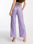 ASOS DESIGN Petite straight sequin ankle grazer trousers in purple