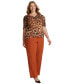 Фото #4 товара Plus Size Animal Print Puff-Sleeve Blouse