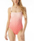 Фото #1 товара Michael Michael Kors Women's Square-Neck Logo One-Piece Swimsuit Pink sz 4