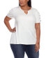 Фото #1 товара Plus Size Keyhole Neck Cutout Short Sleeve Top