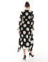 Фото #6 товара New Look long sleeve chiffon midi dress in polka dot