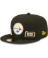 Фото #1 товара Men's Black Pittsburgh Steelers Identity 59Fifty Fitted Hat