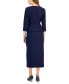 ფოტო #2 პროდუქტის Women's 3/4-Sleeve Belted Jacket & Midi Skirt