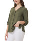 Women's Collarless Rolltab-Sleeve Tunic