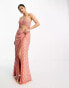 Фото #3 товара ASOS DESIGN two piece embellished sequin maxi dress in coral