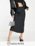 Фото #1 товара ASOS DESIGN Petite satin bias midi skirt in black