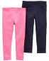 Baby 2-Pack Pink & Navy Leggings 24M