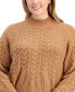 Фото #3 товара Plus Size Cable-Knit Mock Neck Sweater